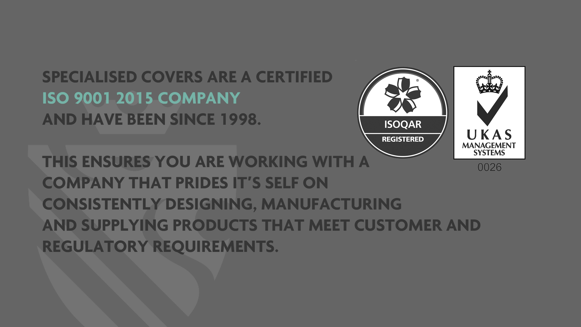 Click to read Specialised Covers ISO 9001 2015 Accreditation