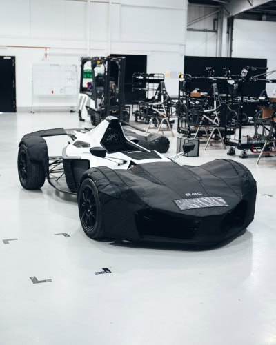 An image of a BAC Mono with shakedown body protection covers.
