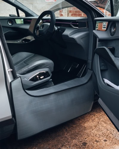A close up image of a car door sill with a body protection cover.
