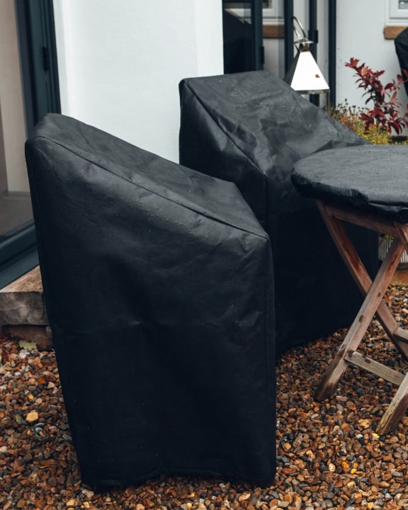 Chairs and Table covered in bespoke fit Garden Furniture Covers.