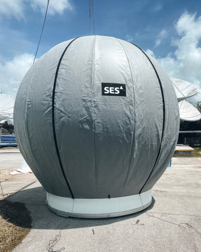 Satellite Dome with a protective cover on.